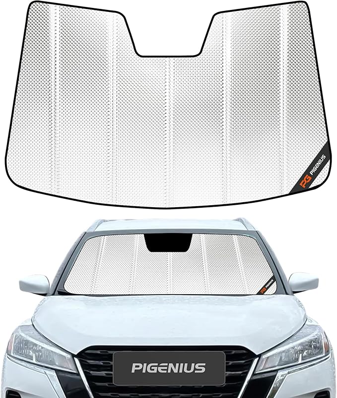 Windshield Sun Shade for Nissan Kicks 2018-2024. Reflective Aluminum Film Front Window Sunshade - BLAZBLOCK