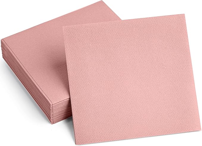 Linen-Feel Colored Paper Napkins - Decortive Cloth-Like PINK Luncheon Napkins - Soft And Absorbent. For Kitchen, Party, Wedding, Dinner Or Any Occasion. (Pack of 50)