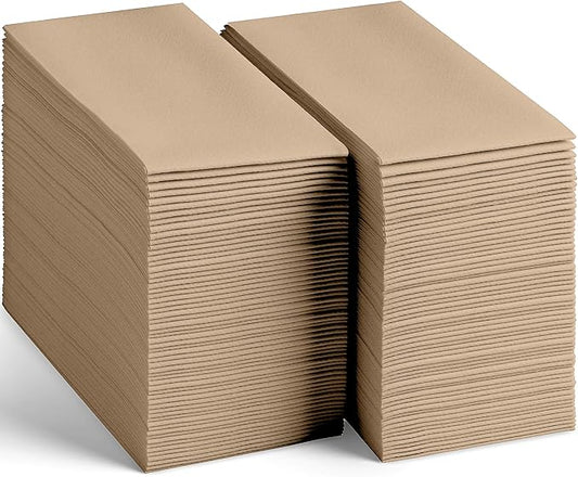 200-Pack Disposable Linen-Feel Wood Napkins, 12" x 17" Cloth-Like Paper Dinner Napkins For Wedding, Bathroom, Party Or Event
