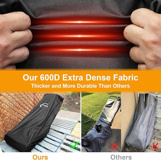 Kipiea Outdoor 600D Lawn Mower Cover Waterproof, UV & Tear-Resistant with 4 Buckles and 2 Drawstrings for Most Push Lawn Mowers