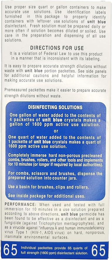Unit Blue Barber Germicidal Disinfectant Concentrate for Barbers, Anti-Rust Formula, Sterilize Barbers Tool, Scissor, Clips, Razors, Brush, Combs & More, Barber Shop Supplies & Essentials (Pack of 12)