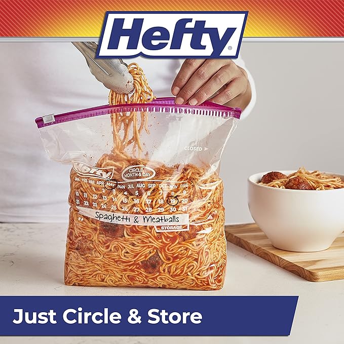 Hefty Slider Calendar Storage Bags, Gallon Size, 30 Count (Pack of 4), 120 Total