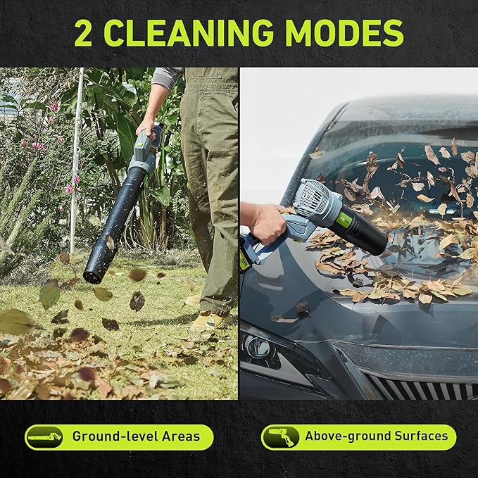 Leaf Blower Cordless, Swivel Head Design, 550 CFM Electric Blower w/2 Pcs 4.0 Ah Battery & Charger, Lightweight 3.7 Lbs Handheld Mini Leaf Blower, 5-Speed Blowers for Lawn Care Car Patio Yard