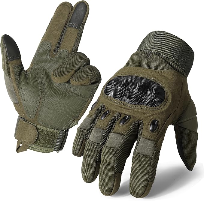 Motorcycle Tactical Gloves for Men - Touchscreen, Hard Shell & Palm Padding for Airsoft Paintball Hunting Hiking Camping Climbing Sports Cycling Gloves