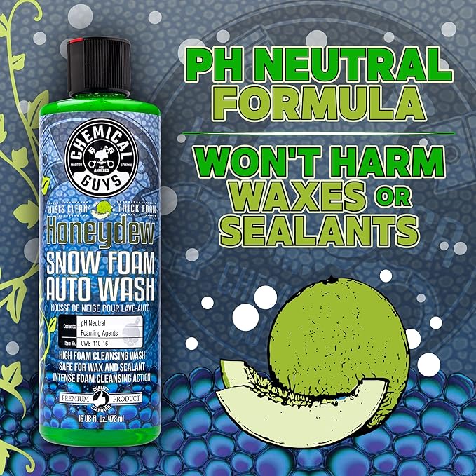 Chemical Guys Car Wash Soap for Foam Cannon or Bucket, Honeydew Snow Foam Car Wash Soap for Trucks, Motorcycles, RVs & More, Super Suds, Honeydew Scent - 128 oz (1 Gallon)