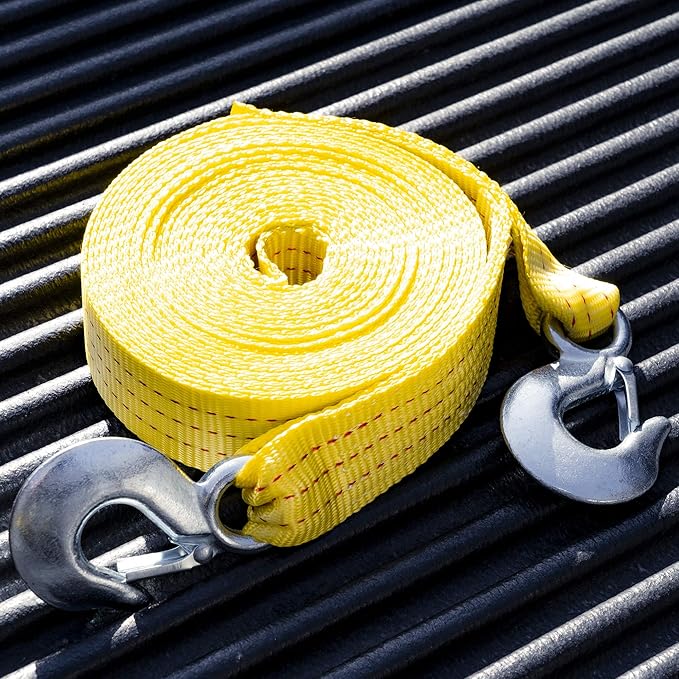 NEIKO 51008A Heavy Duty Tow Strap with Hooks 2 Pack, 2” x 30’, 10,000 LB Capacity, Tow Rope for Vehicles, Cars, Trucks, ATV Tow Strap
