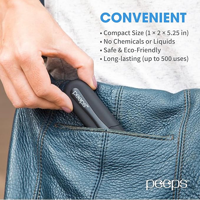 CarbonKlean Peeps Glasses Cleaner - for Eyeglasses, Reading Glasses, and More - Lens Cleaner with Carbon Microfiber Tech - Black - 3 Count