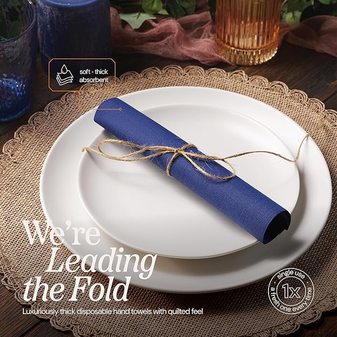 300 Pack Disposable Wood Napkins Paper, 3-Ply, 12" x 17" Gold Paper Napkins, Decorative Hand Guest Towels, For Wedding, Kitchen or Event
