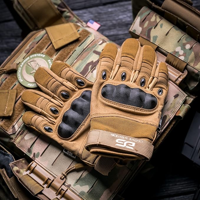 Glove Station Tactical Gloves for Men – Touchscreen Utility Gear with Hard Knuckle Protection Used in Motorcycle, Airsoft, Combat, Police, Shooting & Outdoor Work