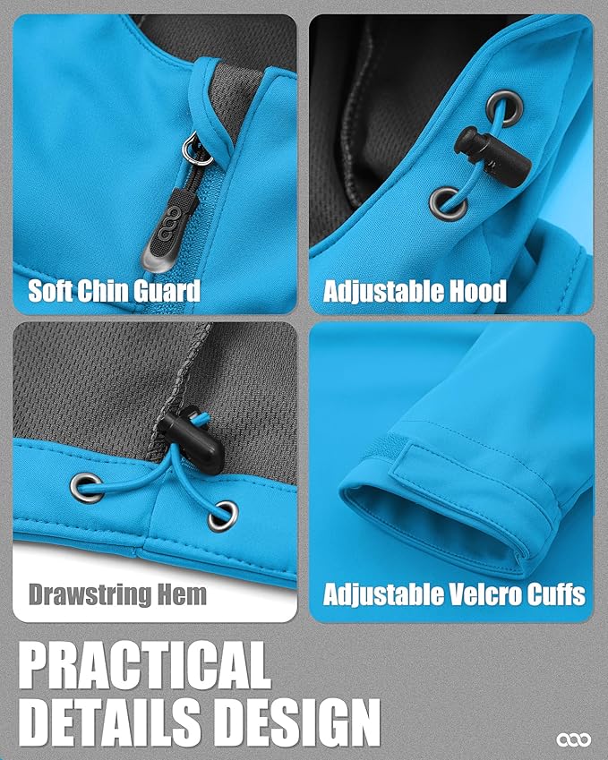 33,000ft Men's Softshell Jacket with Hood Waterproof Windbreaker Lightweight Rain Shell Jacket for Outdoor Hiking Travel