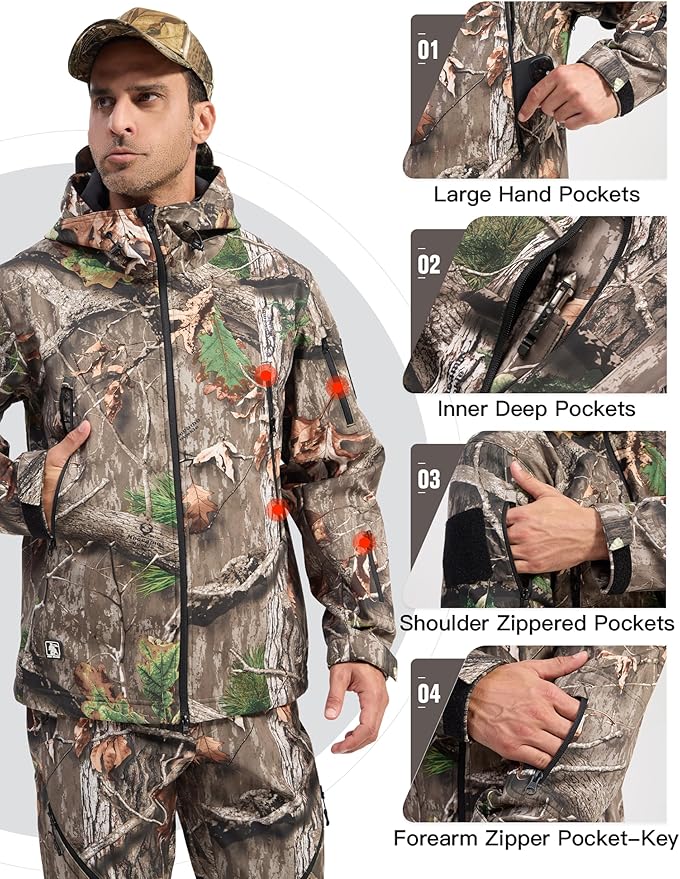 FREE SOLDIER Men's Outdoor Waterproof Soft Shell Hooded Military Tactical Jacket