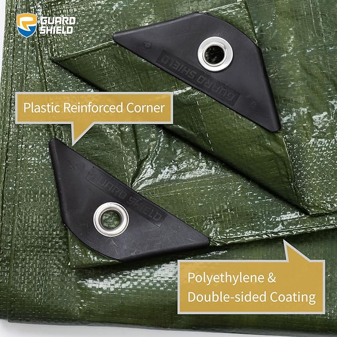 GUARD SHIELD Green Tarp Waterproof 12x20 Feet Medium Duty All Purpose Poly Tarps Cover 7mil (2-Pack)