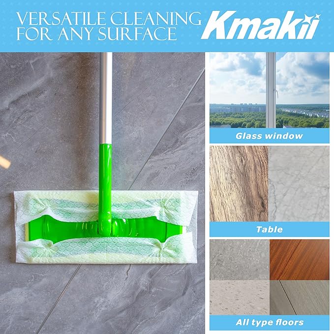 KMAKII Dry Sweeping Cloths Dry Mop Refills for Floor Mopping and Cleaning Disposable Dusting Cloths Electrostatic Cloths Unscented 180 Counts
