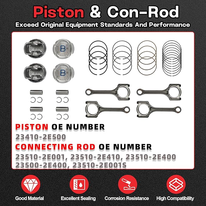 G4NA 2.0 Engine Rebuild Kit With Crankshaft & Piston & Con-Rod Timing Chain Kit Fit For Hyundai Elantra Tucson Sonata Kia Soul Forte Optima 2.0L 2014-2019 Replace #23110-2E501 623V6-2EH00