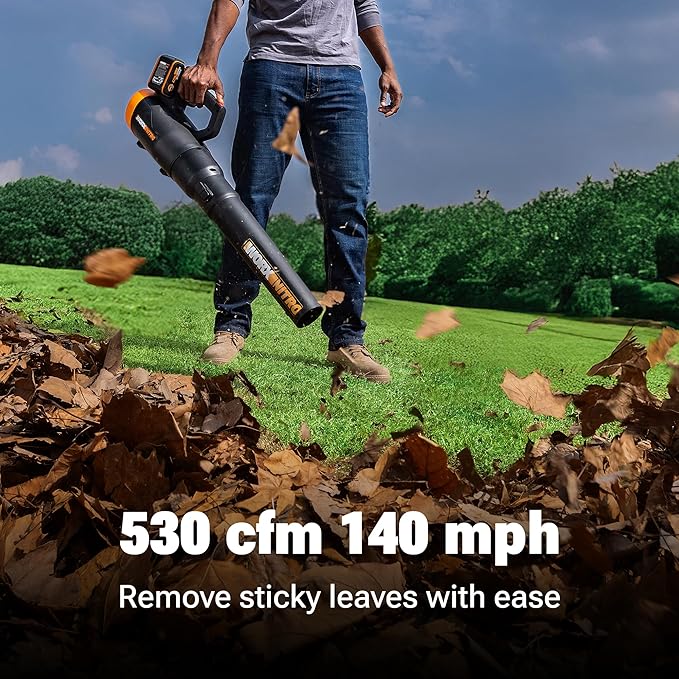 WORX Nitro WG581.9 40V Cordless Leaf Blower, Quiet Electric Blower for Lawn Care with 530CFM & 140MPH, Batteries & Charger Not Included