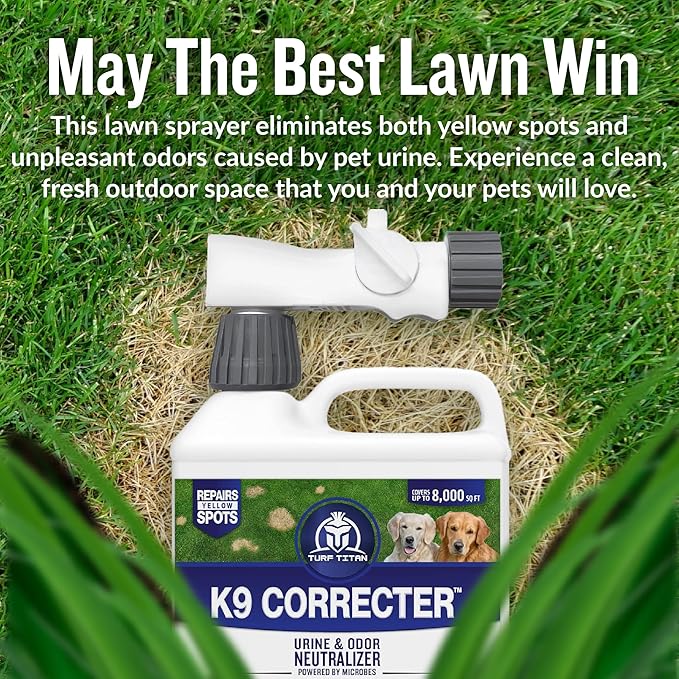 Turf Titan K9 Correcter – Dog Urine Neutralizer for Lawn (1 Gallon) – Urine Neutralizer for Dogs to Revive Your Grass – Lawn Care Solution for Green, Odor-Free Grass