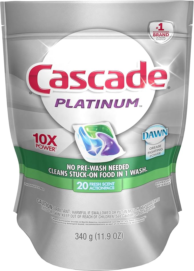Cascade Platinum Actionpacs Dishwasher Detergent, Fresh Scent, 23 Count