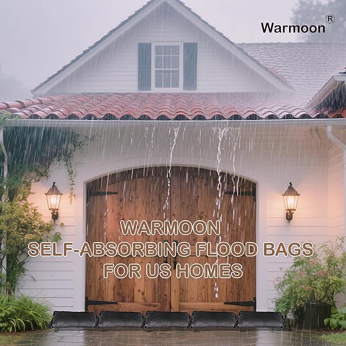1FT*2FT Warmoon Self-Absorbing Flood Bags with Handles for US Homes - Ideal Barriers for Doorways, Garages & Basements (1ft*2ft (Pack of 10))