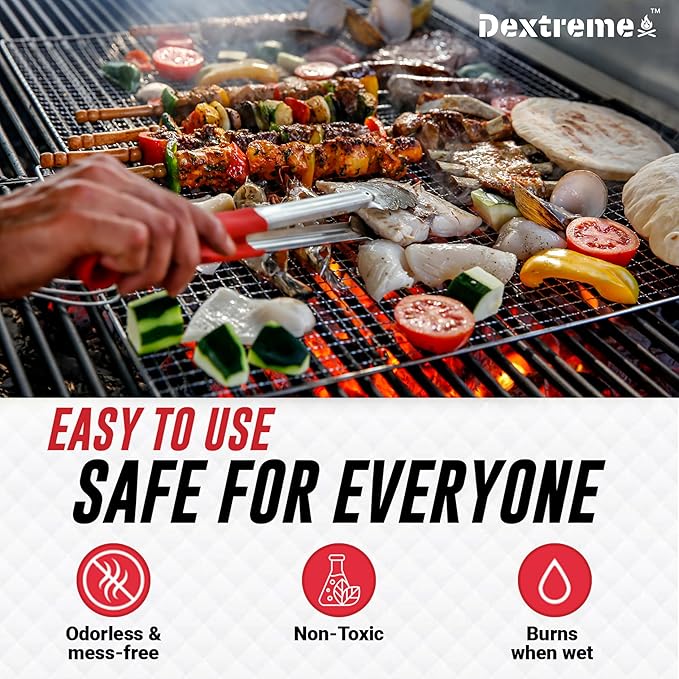Dextreme Fire Starters Sticks 96 Pcs - Fire Starter for Campfire, Charcoal, BBQ, Grill Pit, Fireplace, Camping, Wood & Pellet Stove- 8 Minutes Burning Time - All weather, Odorless, Natural Firestarter