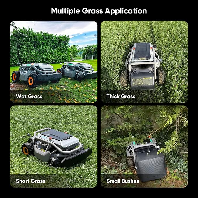Remote Control Lawn Mower S1 2WD 56V18Ah, Multi-Functions RC Lawn Mower with 1.8-4.6 Inch Cutting Height 21 Inch Real Blade for Mowing 1.12 Acres