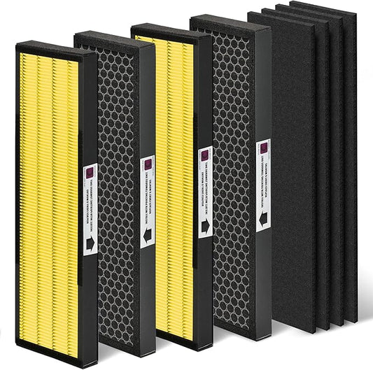 [For Pet] Nisreen FLT5000 HEPA Filter C Compatible with Germ-Guardian Air Pu-rifier Filter Replacement AC5000 AC5250PT AC5300 AC5350 and more, 4x H13 HEPA & 4x Extra Carbon Pre-Filters