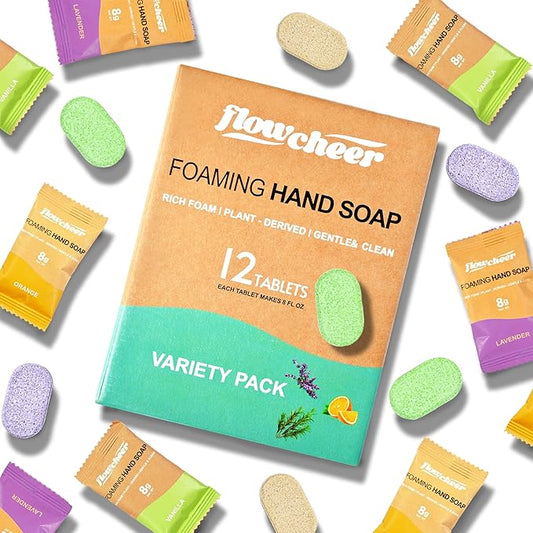 Foaming Hand Soap Refill Tablets, 12 Pack (Makes 12 x 9 fl oz), Variety Fragrance, Fresh & Clean Handwash, No Plastic Bottle