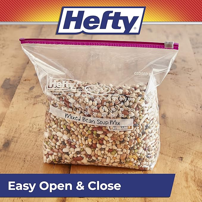 Hefty Slider Calendar Storage Bags, Gallon Size, 30 Count (Pack of 4), 120 Total