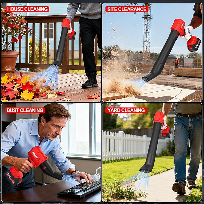 Electric Handheld Leaf Blower Cordless with 2X 4.0Ah Batteries and Charger, 650CFM 160MPH, 2 Extended Nozzles, Portable Mini Lightweight for Seniors, Yard,Patio,Gutter,Lawn Care, Garden Tool