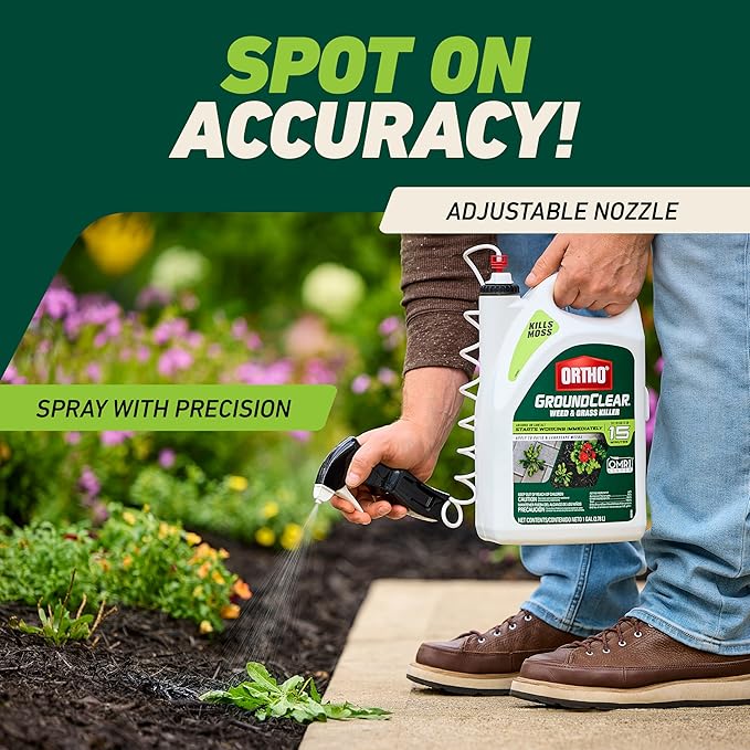 Ortho GroundClear Weed and Grass Killer with Comfort Wand, Kills Dandelions, Chickweed, Crabgrass, Moss and More in Patios and Landscapes, OMRI Listed, 1 gal.