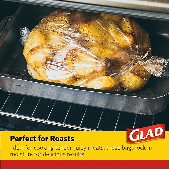 Glad Large Size Oven Bags for Meats & Poultry – BPA-Free* for Tender, Juicy Roasts with Fast & Easy Clean-Up, Cooking and Roasting Bags, Large 16" x 17.5" - 5 Count