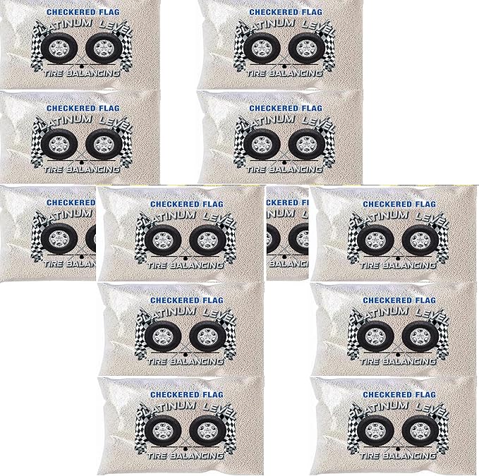 Checkered Flag Tire Balancing Beads 10oz Bags for Semi, Car Tires, Motorcycle, Truck, Off-Road Vehicles, Equal Wheels Weight & Tire Balancer, Do It Yourself Kit, Tire Shop Supplies Case of 12