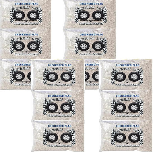 Checkered Flag Tire Balancing Beads 10oz Bags for Semi, Car Tires, Motorcycle, Truck, Off-Road Vehicles, Equal Wheels Weight & Tire Balancer, Do It Yourself Kit, Tire Shop Supplies Case of 12