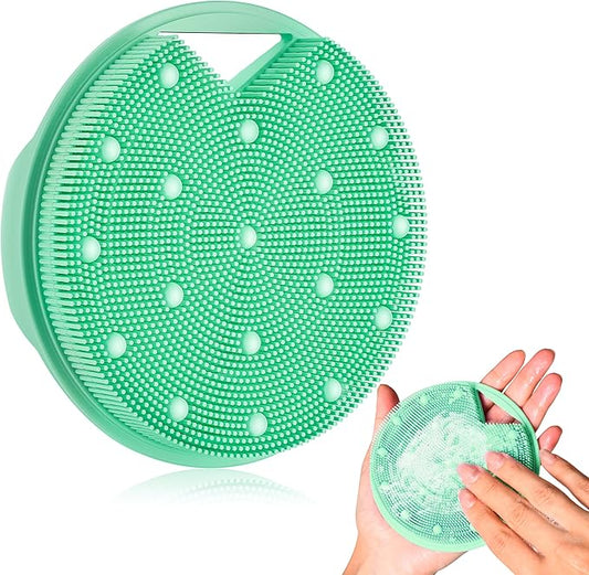 Heavy Duty Silicone Body Scrubber – Anti Zinc Infused-Lymphatic Brush Exfoliating Body Scrubber for Shower Body,with Stiff and Soft Bristles for Anti-Puffiness,Blood Circulation - Green