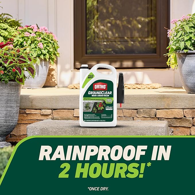 Ortho GroundClear Weed and Grass Killer with Comfort Wand, Kills Dandelions, Chickweed, Crabgrass, Moss and More in Patios and Landscapes, OMRI Listed, 1 gal.