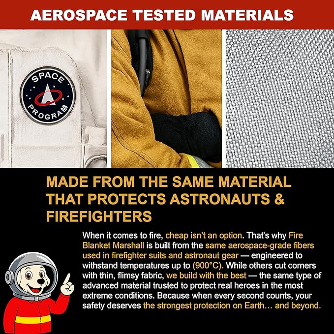 Marshall Fire Blankets Emergency for Home 2 Pack – 40x40 Fire Blanket Made in The USA. Fire Suppression for Kitchen, Business, Car, RV. Less of A Mess Than A Fire Extinguisher. Non-Toxic, Food Safe.