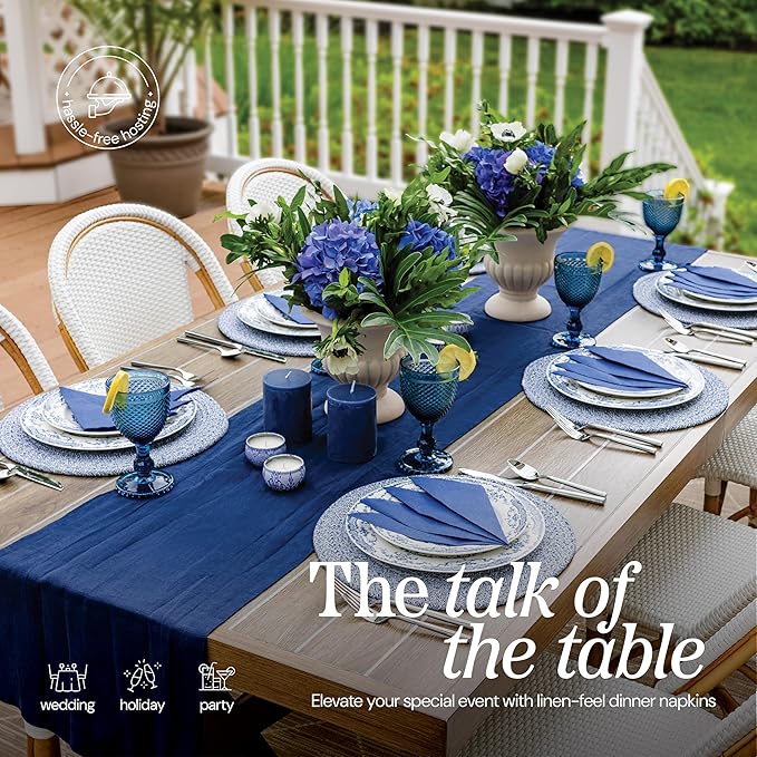 Disposable Dinner Napkins Blue Paper, [1200 Pack] 12" x 17" 2-Ply Quilted Colored Blue Napkins For Wedding, Reception, Party Or Event