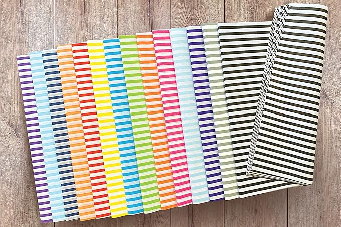 Flexicore Packaging Lime Green Pin Stripe Print Gift Wrap Tissue Paper Size: 15 Inch X 20 Inch | Count: 100 Sheets | Color: Lime Green Pin Stripe