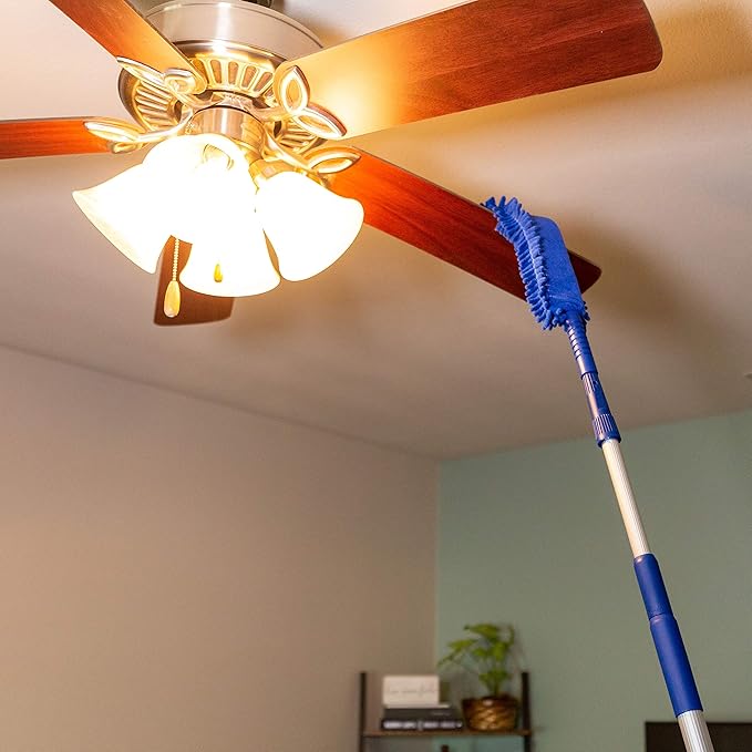 Webster Cobweb Duster and Spider Web Kit, Reach High Ceilings 18 To 20 Foot With Extension Pole and 3 Multi Use Heads