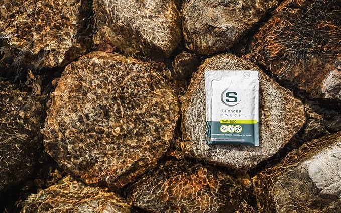 Shower Pouch XL (2' x 1') Bathing Body Wipes for Adults – Aloe-Infused Heatable & Reusable Bath Wipes for Camping, Travel, Outdoor – (10 Pack) Unscented