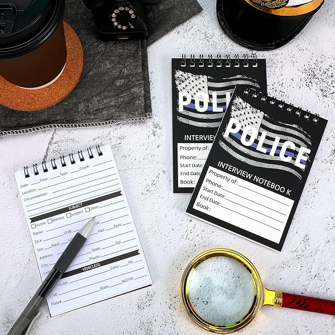 Sinmoe 8 Pcs Public Safety Police Field Interview book Top Bound Spiral Notebook, Writing Pad for Interviews, Accidents and Incident Reports, Field Book for Police, 5 x 3.5 Inches