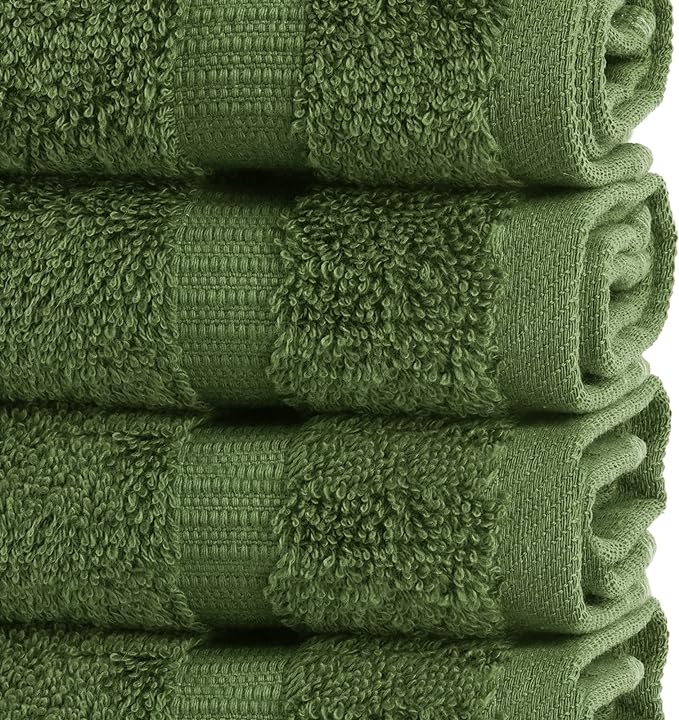 Chakir Turkish Linens | Hotel & Spa Quality 100% Cotton Premium Turkish Towels | Soft & Absorbent (12-Piece Washcloths, Moss)