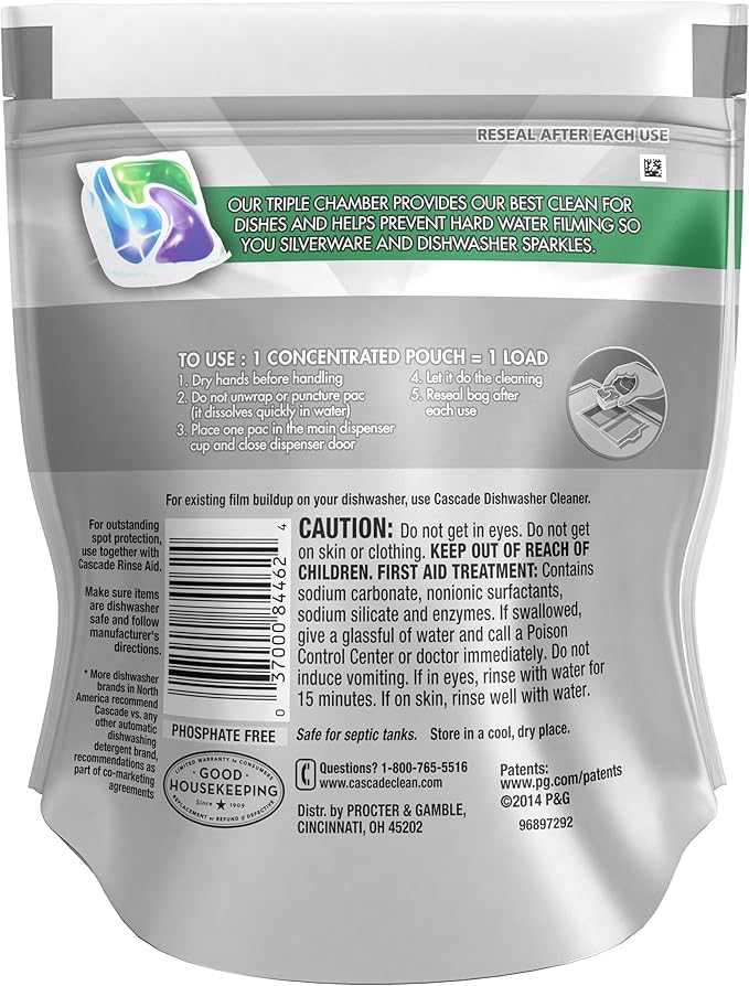 Cascade Platinum Actionpacs Fresh Scent Dishwasher Detergent 12 Count