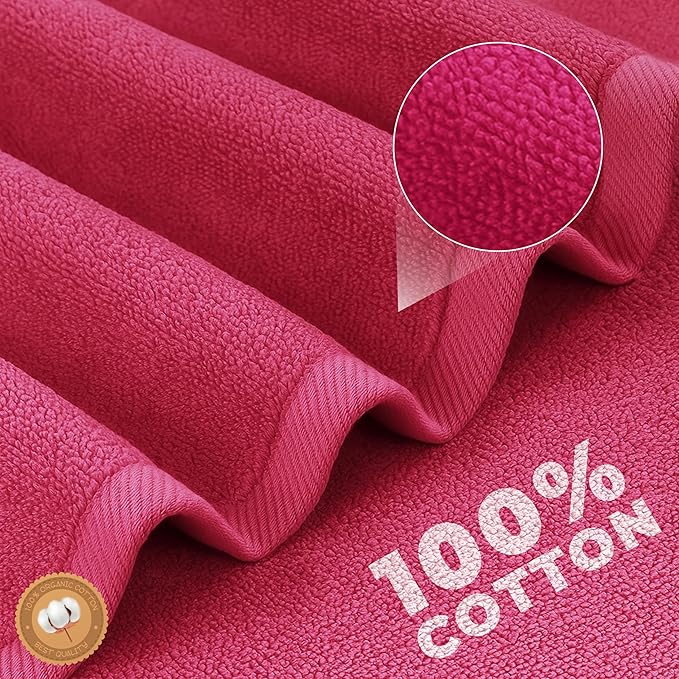 EcoNour 4 Pack Pink Bath Towels | 27x54 Inch Cotton Towel Set for Bathroom, Gym, Spa & Travel | Soft, Quick-Drying, Lightweight & Absorbent Towels for Daily Use