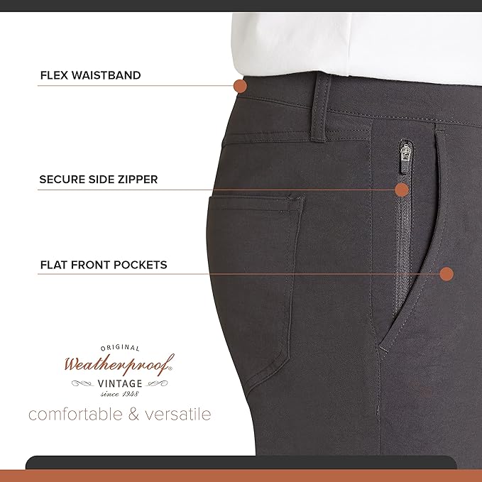 Weatherproof Vintage Men's Regular Fit Excursion Pants - Ultra Stretch Casual Flat Front Chino