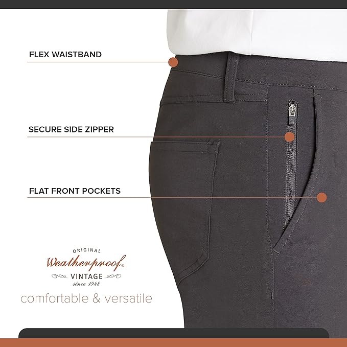 Weatherproof Vintage Men's Regular Fit Excursion Pants - Ultra Stretch Casual Flat Front Chino