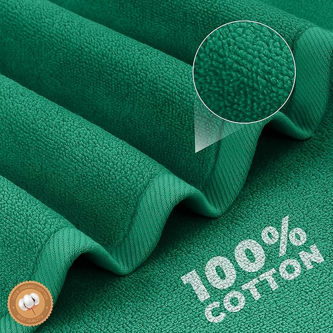 EcoNour Luxury 6-Piece Cotton Towel Set | 100% Green Turkish Cotton Towels for Bathroom, Spa, Gym & Hotel | Includes 2 Bath Towels, 2 Hand Towels, 2 Wash Cloths | Soft, Quick Dry & Highly Absorbent