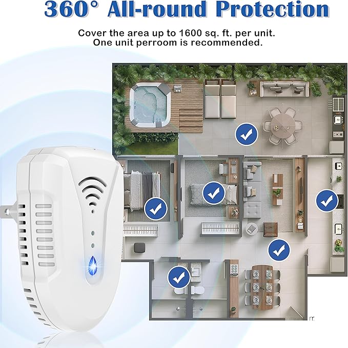 2025 Upgraded Version Ultrasonic Pest Repeller 6 Pack, Mouse Repellent Indoor Plug in, Insect Ultrasonic Repellent for Bugs Roach Insect Mice Spider Mouse Mosquito Ant, 3 Mode Switching (6 Pack)