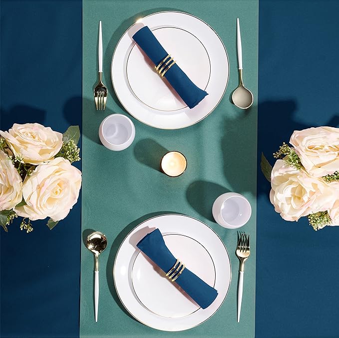 Linen-Feel Colored Paper Napkins - Decortive Cloth-Like BLUE Luncheon Napkins - Soft And Absorbent. For Kitchen, Party, Wedding, Dinner Or Any Occasion. (Pack of 50)