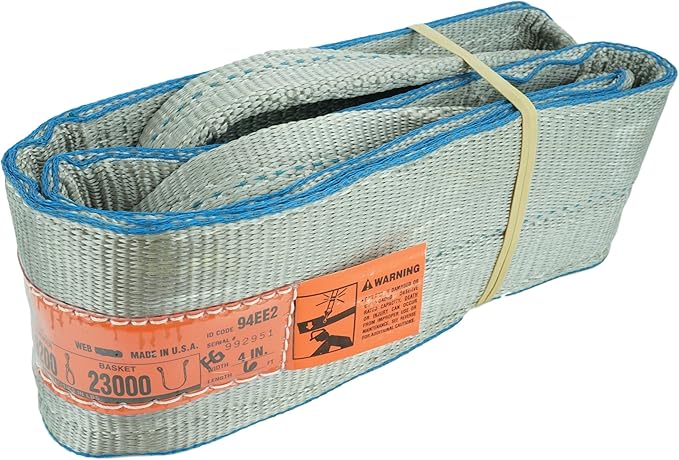 DD Sling (USA Made). 4" x 6', Flo Guard 2 Ply, Polyester Lifting Slings, Eye & Eye, Heavy Duty, 11500 lbs Vertical, 9200 Choker, 23000 Basket Load Capacity (4" x 6')