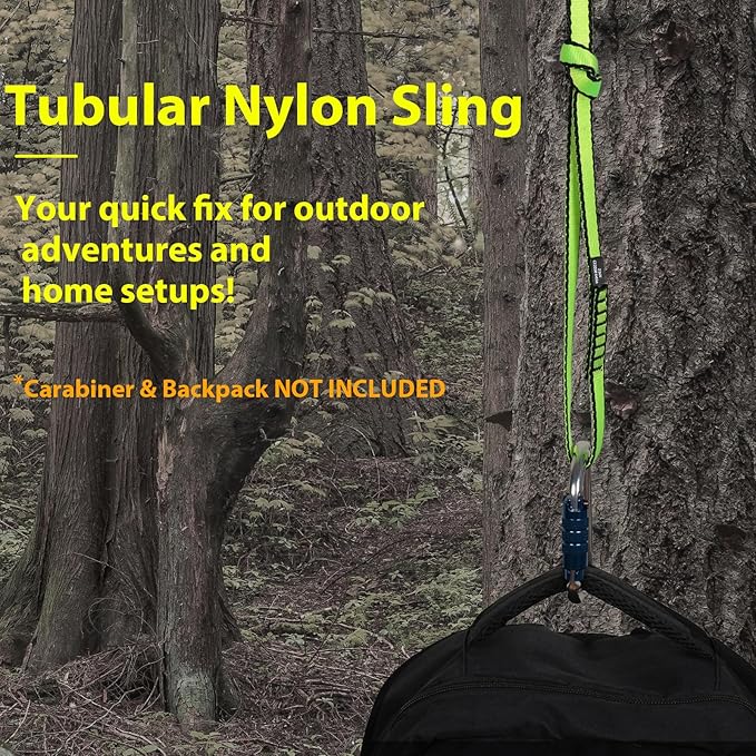 18MM Nylon Climbing Sling Runner - 23KN CE2008/EN566 Certified Outdoor Climbing Webbing for Rock Climbing, Rappelling, Mountaineering, Swing Gear, Outdoor Adventures & Emergency Anchoring